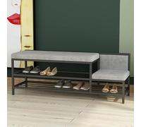 Pouf moderne en velours avec cadre en métal - Grand banc de rangement - Tabouret à langer élégant pour salon et chambre à coucher - Noir - 100 x 35 cm