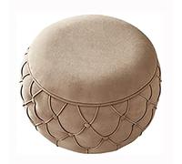 Pouf moderne en velours avec repose-pieds rond de rangement pour salon et chambre à coucher, tabouret de qualité supérieure, marron, 48 x 48 x 43 cm