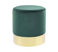 Pouf Moderne et Glamour ø 39 cm en Velours Vert Foncé et Base Dorée Sophia