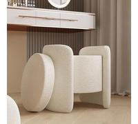 Pouf moderne rembourré en boucle, tabouret de coiffeuse en fausse fourrure avec rangement, banc de rangement sherpa, pouf confortable, joli fauteuil de coiffeuse de maquillage, fauteuil sans