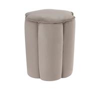 Pouf Moderne Rond 39 x 34 x 45 cm Repose-Pieds en Velours Rembourré Taupe Tappen