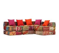 Pouf Modulable 4 Pcs Lot 1 Tissu Patchwork Multicolore Repose-Pieds Confortable