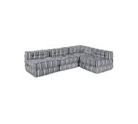 Pouf modulable pour 4 personnes qui se convertit, en tissu gris clair