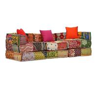 Pouf modulaire 3 places - vidaXL - Patchwork - Multicolore - Tissu - Convertible