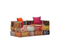 Vidaxl Pouf Modulaire À 2 Places Patchwork Tissu Multicolore