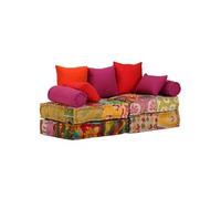vidaXL – Pouf modulaire Patchwork – Tissu coton – 2 places – Multicolore