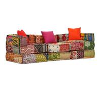 Pouf Modulaire A 3 Places Patchwork Tissu