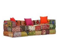 vidaXL Pouf modulaire à 3 places Patchwork Tissu