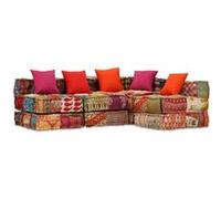 Pouf modulaire à 4 places Patchwork Tissu Multicolore G