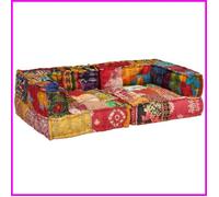 Pouf modulaire - KEENSO - 140 x 70 x 40 cm - Multicolore - Tissu - 2 places