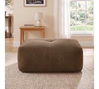 Pouf modulaire repose-pied en velours côtelé, 92,5x75x40 cm, Marron | Complément du canapé modulable : repose-jambes ou siège d'appoint, mousse 32D