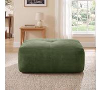 Pouf modulaire repose-pied en velours côtelé, 92,5x75x40 cm, Vert | Complément du canapé modulable : repose-jambes ou siège d'appoint, mousse 32D