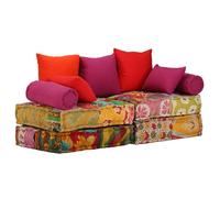 vidaXL – Pouf modulaire Patchwork – Tissu coton – 2 places – Multicolore