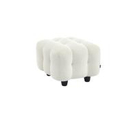 sweeek | Pouf module pour canapé repose-pieds pour canapé 2 places en bouclette texturée blanc L 69 x P 59 x H 48cm - Leon Blanc
