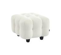 Pouf. module pour canapé. repose-pieds pour canapé 2 places en bouclette texturée crème L 69 x P 59 x H 48cm - Leon