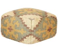 Beliani Pouf Multicolore en Jute 50 x 50 cm de Style Oriental Rembourré Fait Main Saron