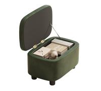 Pouf multifonction en bois avec rangement - Tabouret cube rembourré en cuir pour salon