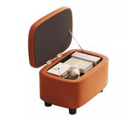 Pouf multifonction en bois avec rangement - Tabouret cube rembourré en cuir pour salon