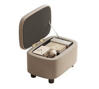 Pouf multifonction en bois avec rangement - Tabouret cube rembourré en cuir pour salon, boîte à jouets et repose-pieds