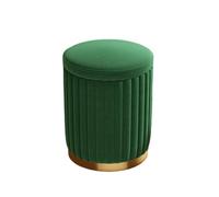 Pouf multifonction en velours, tabouret rond rembourré avec base en silicone, rangement en mousse haute résilience pour salon et chambre à coucher (vert)