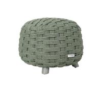 Hespéride – Pouf de jardin rond OBBAE, structure aluminium, tressage Texaline, vert laurier