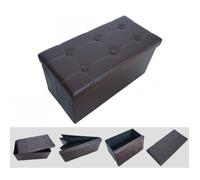 Pouf Ottoman Banc Pliant en Simili-cuir Marron - 76 x 38 x 38 cm - Charge maximale 150 kg