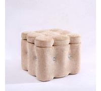 Pouf ottoman carré de style européen avec rangement en bois pour salon, chambre à coucher, bureau, petit banc pour un grand confort, couleur beige, 29 cm