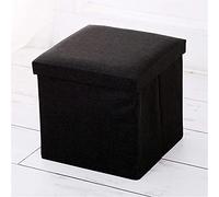 Pouf Ottoman Cube Noir capitonné - Coffre de Rangement Pliable, Petit Repose-Pieds, Banc à Chaussures, décoration intérieure - 30 x 30 x 30 cm