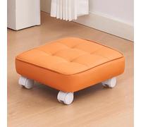 Pouf Ottoman Cuir À roulettes Tabouret Rembourré Pivotant À 360 Degrés Repose-Pieds en Cuir pour Canapé Pouf Carré Pivotant pour L'entrée De La Maison, Le Yoga(Orange,A)