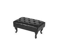 Pouf / ottoman de luxe lounge Chesterfield similicuir pieds antiques, noir