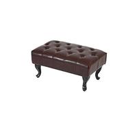 Mendler Pouf/Ottoman de Luxe Lounge Chesterfield Similicuir - Pieds Antiques, Marron