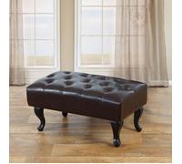Pouf / Ottoman De Luxe Lounge Chesterfield Similicuir Pieds Antiques, Noir Multicolore