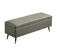 Pouf ottoman de rangement avec pieds en métal - Repose-pieds rembourré pour salon et bureau à domicile, gain de place, gris foncé et vert kaki, idéal pour changer de chaussures et repose-pieds