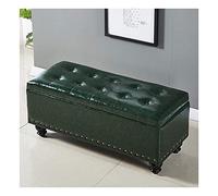Pouf ottoman de rangement rectangulaire multifonctionnel - Tabouret ottoman polyvalent noir et vert pour armoire de lit d'appoint ou table à langer (taille : 80 x 40 x 43 cm)