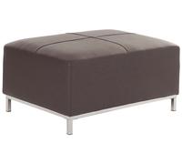 Pouf Ottoman en Cuir Véritable Marron et Acier Inox avec Rembourrage en Mousse O
