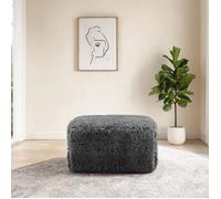 Pouf Ottoman en Tissu Peluche Gris Doux 80x75x42 cm Design Nuage Modulable