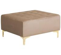 Pouf Ottoman en Velours Beige Clair Soyeux Capitonnage Elégant Rembourré Aberdeen