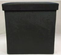 Pouf ottoman en velours doux avec boîte de rangement pliable 2 tailles (noir, lit simple 38 x 38 x 38 cm)