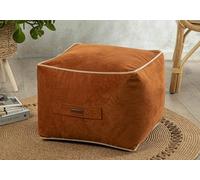 Pouf ottoman English Home, repose-pieds cube confortable, pouf en velours doux, repose-pieds de décoration d'intérieur, siège supplémentaire pour salon, chambre à coucher, Casha, 45 x 45 cm, terre cui