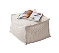 Pouf ottoman gaufré en pur coton, repose-pieds confortable et siège d'angle pour salon/chambre à coucher, rembourrage inclus, 43 x 43 x 30 cm, repose-pieds élégant beige