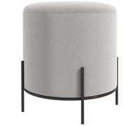 HomCom Pouf Ottoman en velours, pieds en acier, Ø 35 x 38 cm, Gris clair pour salon/chambre