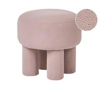Pouf Ottoman Moderne Entièrement Rembourré Tissu Bouclé Style Cottage Rétro Beig