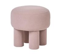 Pouf Ottoman Moderne Entièrement Rembourré Tissu Bouclé Style Cottage Rétro Beige Canby