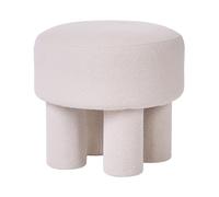 Pouf Ottoman Moderne Entièrement Rembourré Tissu Bouclé Style Cottage Rétro Blanc Cassé Canby
