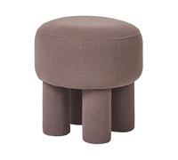 Pouf Ottoman Moderne Entièrement Rembourré Tissu Bouclé Style Cottage Rétro Marron Canby