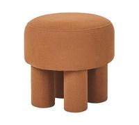 Pouf Ottoman Moderne Entièrement Rembourré Tissu Bouclé Style Cottage Rétro Orange Canby