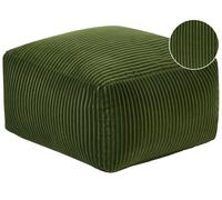 Beliani Pouf en Velours Côtelé Rembourrage Billes EPS Carré Motif Uni Vert Foncé Mukki
