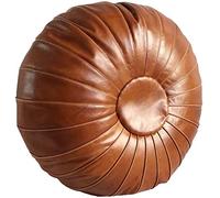 Pouf ottoman rond en cuir de vache véritable marocain fait à la main coussin de table basse pour décoration de salon