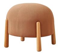 Pouf Ottoman Rond en Forme De Champignon De Style Rétro Repose-Pieds, Tabouret À Langer D'entrée en Velours Côtelé, Tabouret Bas, Cadeau De Pendaison De Crémaillère(Bean Paste Color)
