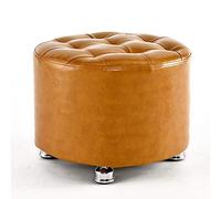 Pouf ottoman rond en similicuir - Table de maquillage portable - Table basse chaise de canapé 40 x 30 cm - Repose-pieds élégant pour salon et chambre à coucher